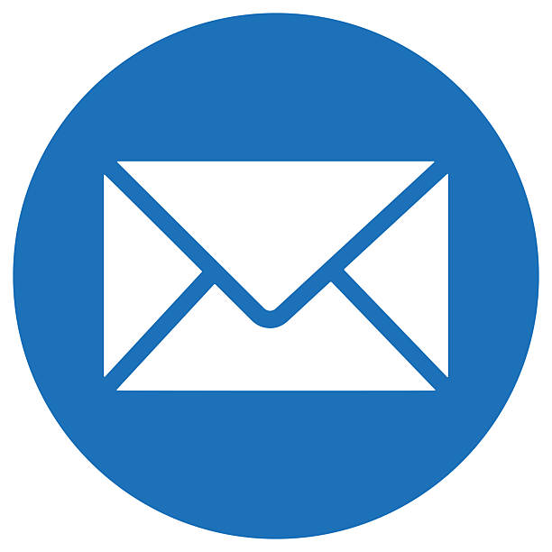 Blue round envelope icon in trendy style . Email message sign . Mail icon vector